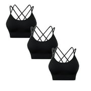 ZRBYWB 3 Pack Womens Cross Back Sport Bras Padded Strappy Criss Cross Cropped Bras Yoga Workout Fitness Low Impact Bras One Piece No Wire Comfort